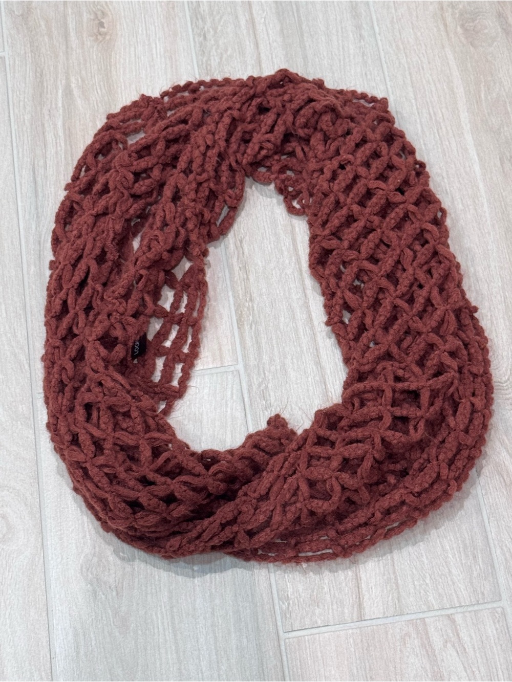 Textured Knit Infinity Scarf in Deep Rust